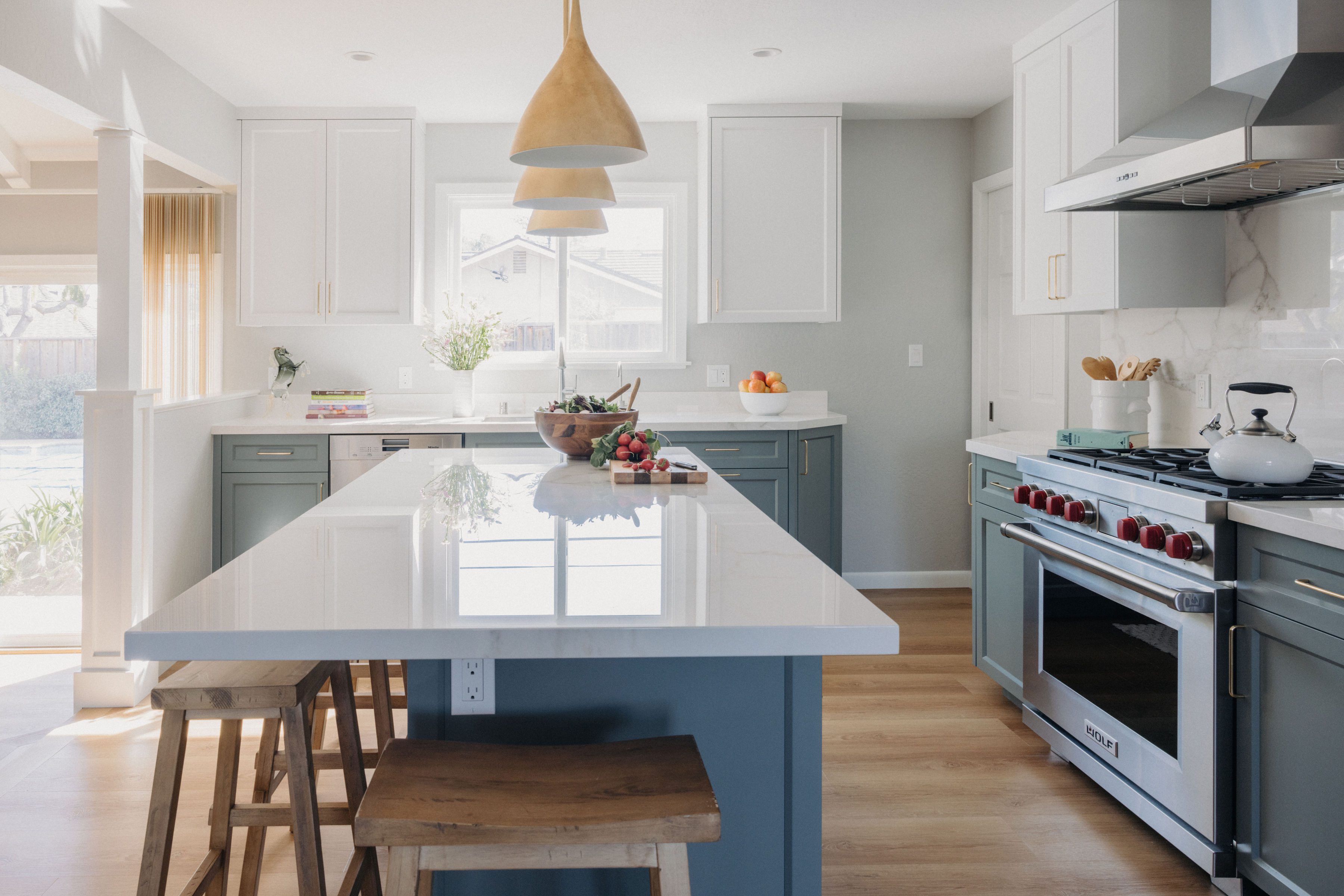 White kitchen island countertop