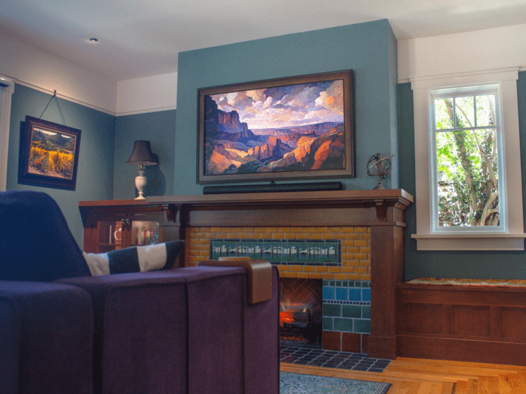 After fireplace remodel